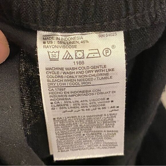 Old Navy LINEN SHORT pull on drawstring black pockets elastic waist hi rise M - Picture 7 of 11